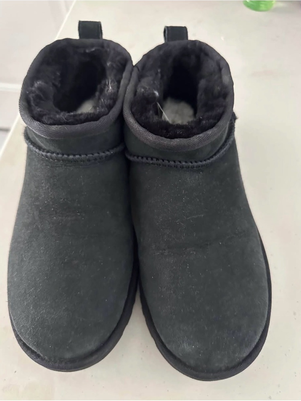 UGG Kids Black Short Plush-Lined Winter Boots